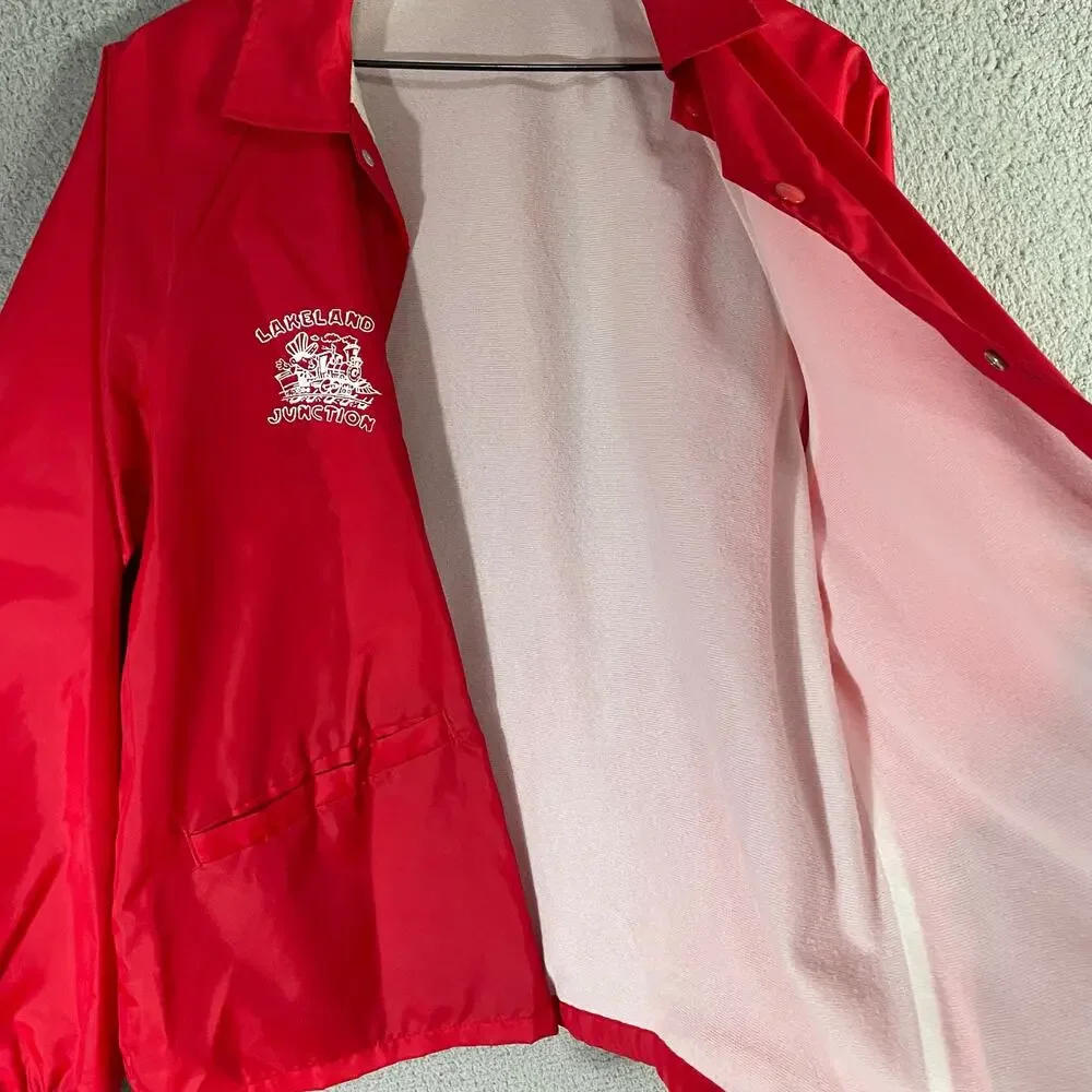 Vintage Cardinal Activewear Lakeland Junction Red‎ Windbreaker Jacket USA Size L